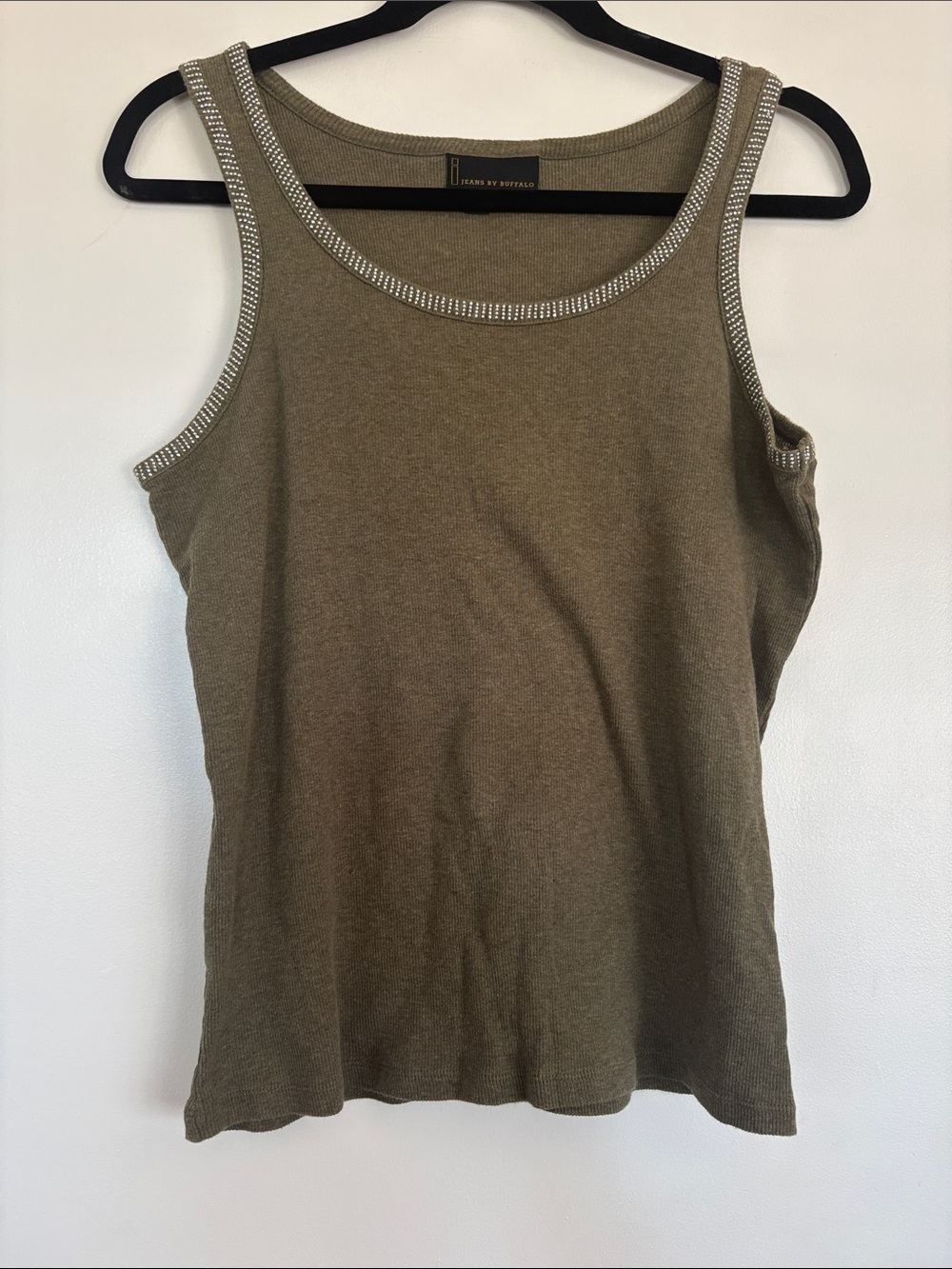 Jeans by Buffalo Olive Green Rhinestone-Trim Tank